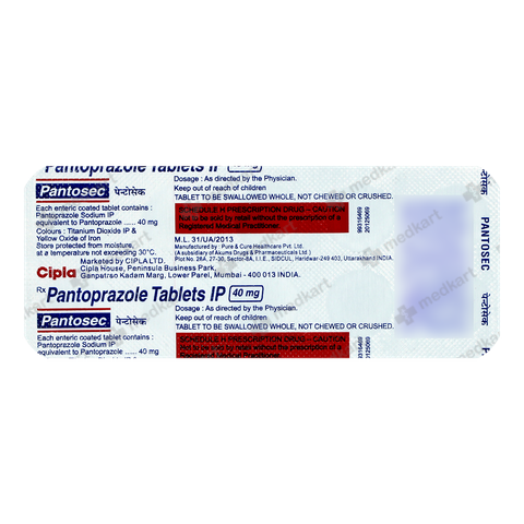 PANTOSEC 40MG TABLET 10'S