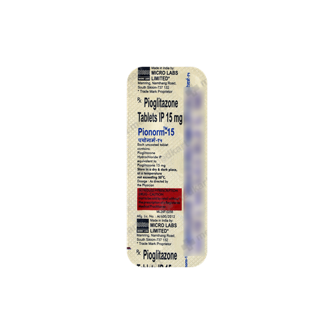 PIONORM 15MG TABLET 10'S