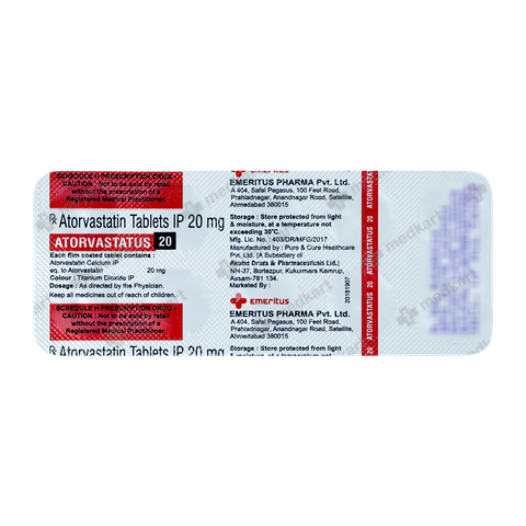 ATORVASTATUS 20MG TABLET 10'S