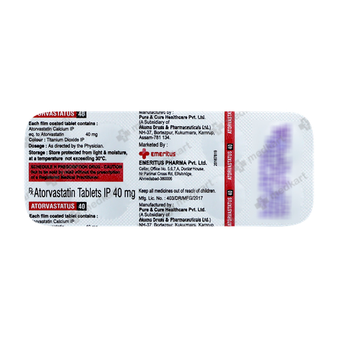 ATORVASTATUS 40MG TABLET 10'S