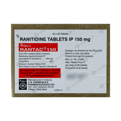 RANTAC 150MG TABLET 30'S