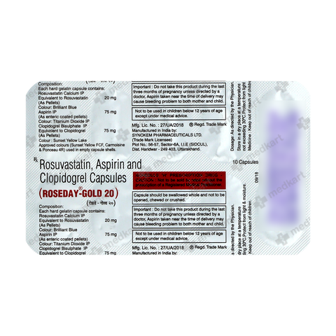Buy ROSEDAY GOLD 20MG TABLET 10'S at medkart