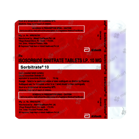 SORBITRATE 10MG TABLET 50'S