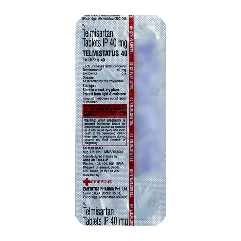 TELMISTATUS 40MG TABLET 10'S