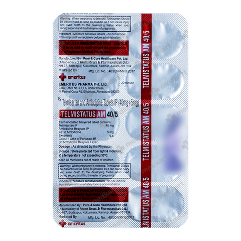 TELMISTATUS AM 40/5MG TABLET 10’S