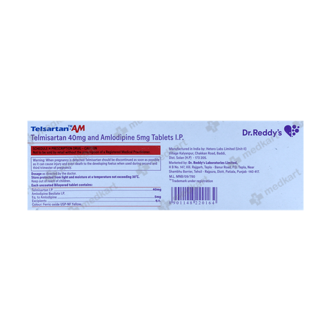 Order TELSARTAN AM 40 online at Medkart