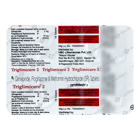 TRIGLIMICURE 2MG TABLET 10'S