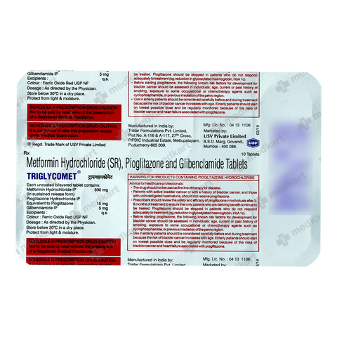 TRIGLYCOMET 15MG TABLET 10'S