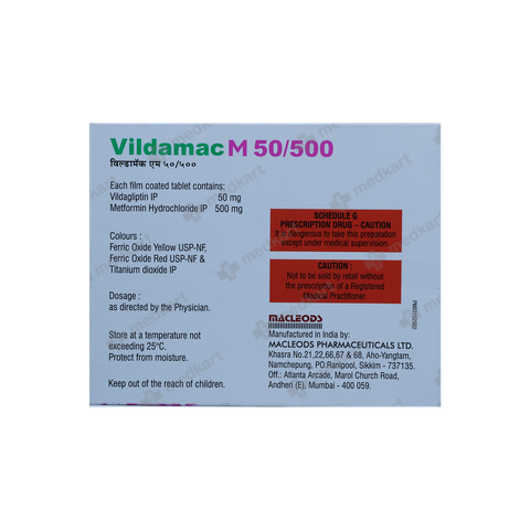 VILDAMAC M 50/500MG TABLET 15'S