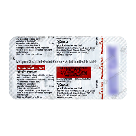 Buy VINICOR AM 50/5mg Tablet 10's online at Medkart with Discounted Prices