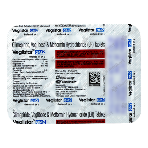 VOGLISTAR GM 2MG TABLET 10'S
