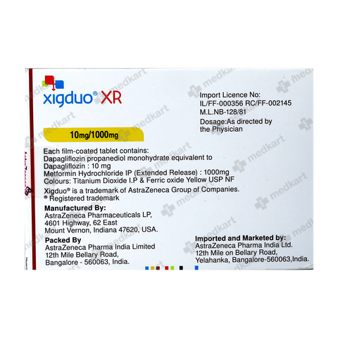 Order XIGDUO XR 10/1000 online at Medkart