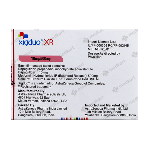 Order XIGDUO XR 10/500 online at Medkart