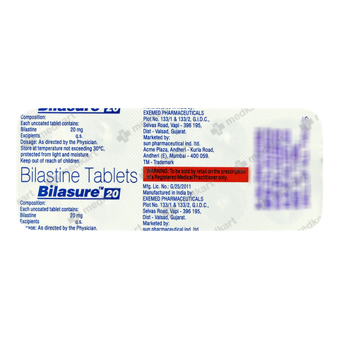 Bilasure 20 mg on sale tab hindi