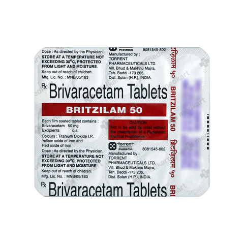 BRITZILAM 50MG TABLET 15'S