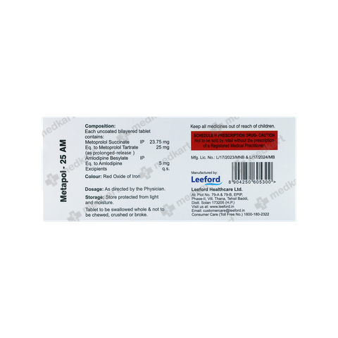 METAPOL 25 AM TABLET 10'S