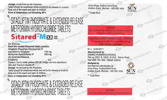 SITARED M XR 100/500MG TABLET 10'S