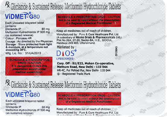 VIDMET G 80MG TABLET 10'S