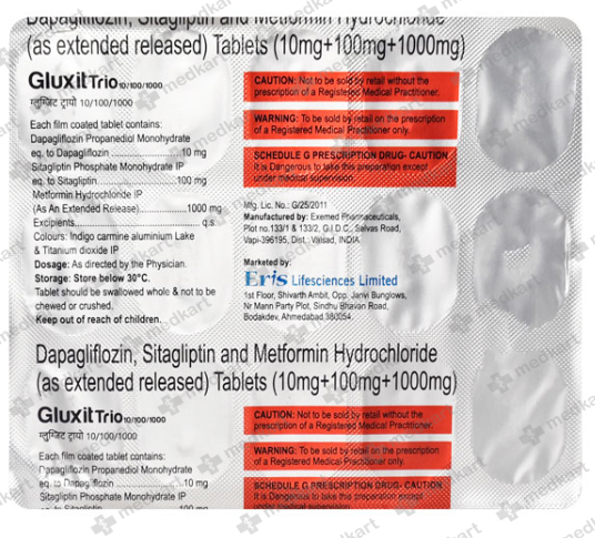 GLUXIT TRIO 10/100/1000MG TABLET 15'S