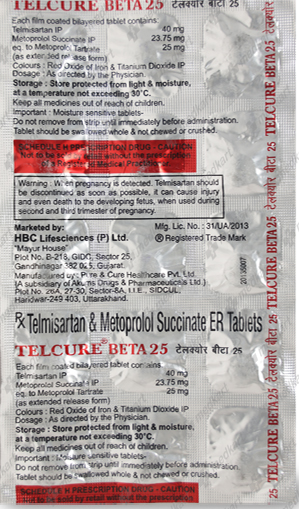 TELCURE BETA 25MG TABLET 10'S