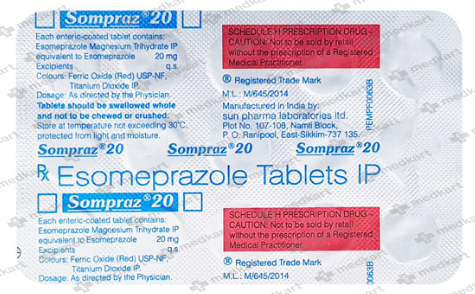 SOMPRAZ 20MG TABLET 15'S