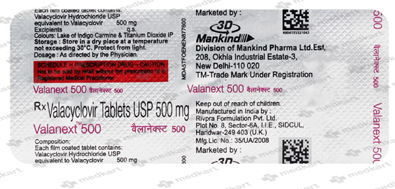 VALANEXT 500MG TABLET 3'S