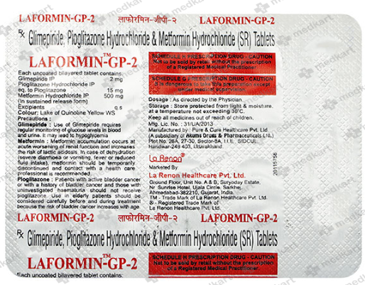 LAFORMIN GP 2MG TABLET 10'S