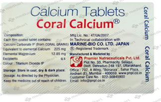 CORAL CALCIUM 225MG TABLET 15'S