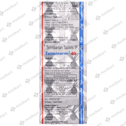 13057-TELMINORM 40MG TABLET 10'S-Medkart Pharmacy | Generic Medicines Online - Best Online Pharmacy App