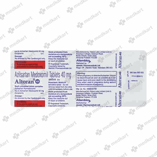 17541 - ALTORAN 40MG TAB 1X10 - Medkart Pharmacy | Generic Medicines Online - Best Online Pharmacy App