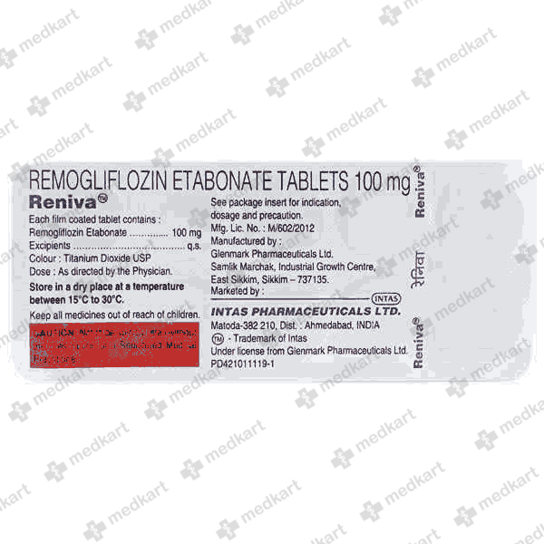 18598 - RENIVA 100MG TAB 1X10 - Medkart Pharmacy | Generic Medicines Online - Best Online Pharmacy App