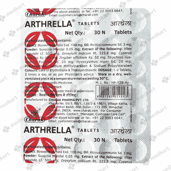 854 - ARTHRELLA TAB 1X30 - Medkart Pharmacy | Generic Medicines Online - Best Online Pharmacy App