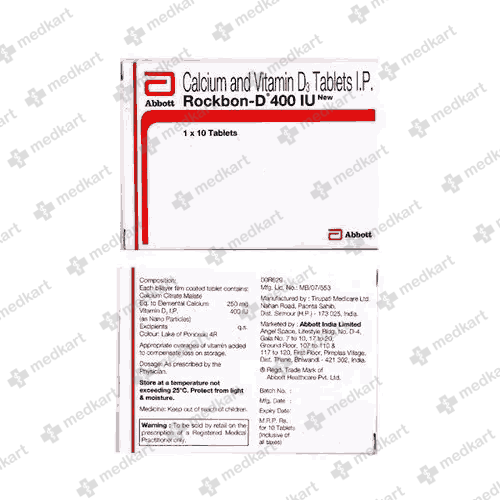 11524 - ROCKBON D 400IU TAB 1X10 - Medkart Pharmacy | Generic Medicines Online - Best Online Pharmacy App