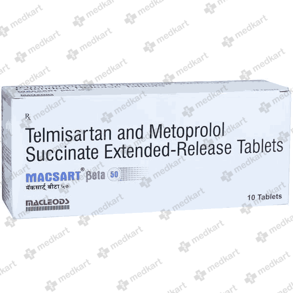 MACSART BETA 50MG TAB 1X10 - 18333 - Medkart Pharmacy | Generic Medicines Online - Best Online Pharmacy App
