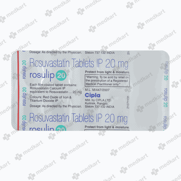 ROSULIP 20MG TAB 1X10 - 11646 - Medkart Pharmacy | Generic Medicines Online - Best Online Pharmacy App