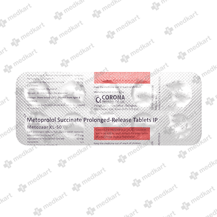 METOZAAR XL 50MG TAB 1X10 - 8215 - Medkart Pharmacy | Generic Medicines Online - Best Online Pharmacy App
