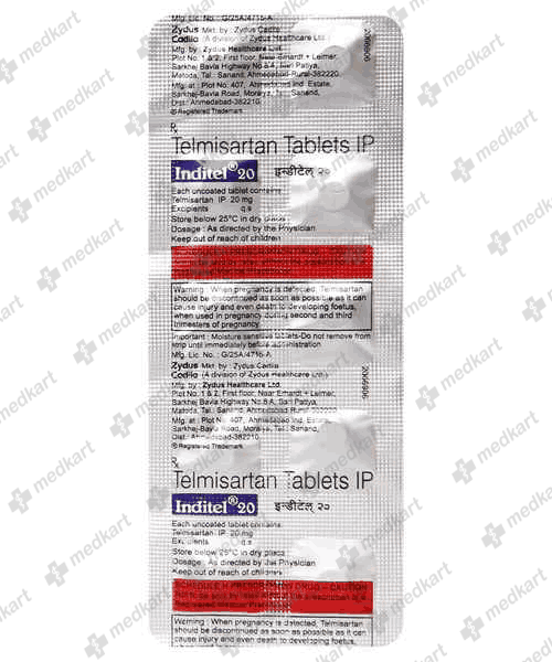 INDITEL 20MG TAB 1X10 - 6443 - Medkart Pharmacy | Generic Medicines Online - Best Online Pharmacy App
