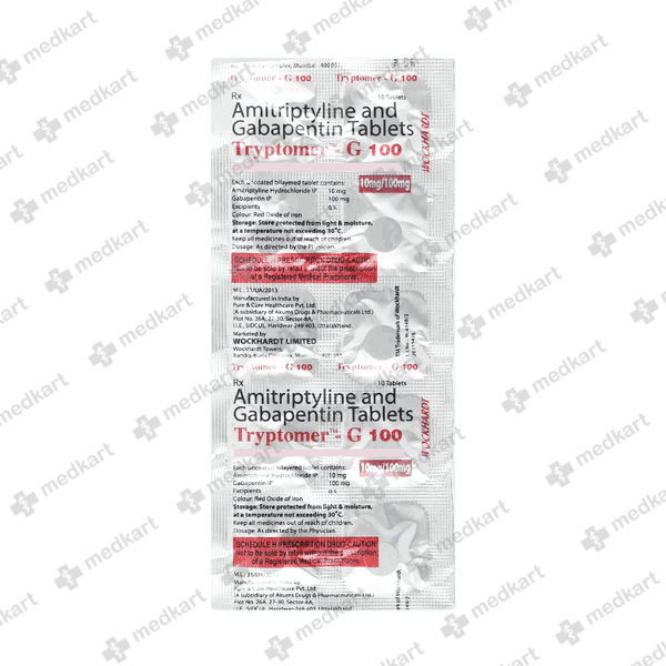 TRYPTOMER G 100MG TAB 1X10 - 14000 - Medkart Pharmacy | Generic Medicines Online - Best Online Pharmacy App