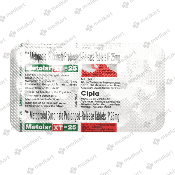 METOLAR XT IP 25MG TAB 1X15 - 16398 - Medkart Pharmacy | Generic Medicines Online - Best Online Pharmacy App