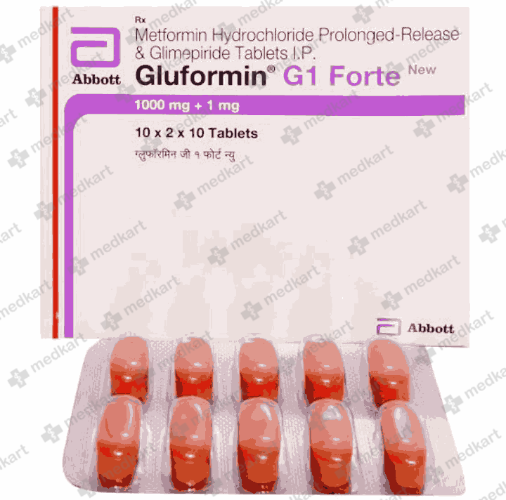 GLUFORMIN G 1MG FORTE TAB 1X15 - 16253 - Medkart Pharmacy | Generic Medicines Online - Best Online Pharmacy App
