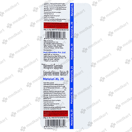 METOLEN XL 25MG TAB 1X10 - 8201 - Medkart Pharmacy | Generic Medicines Online - Best Online Pharmacy App