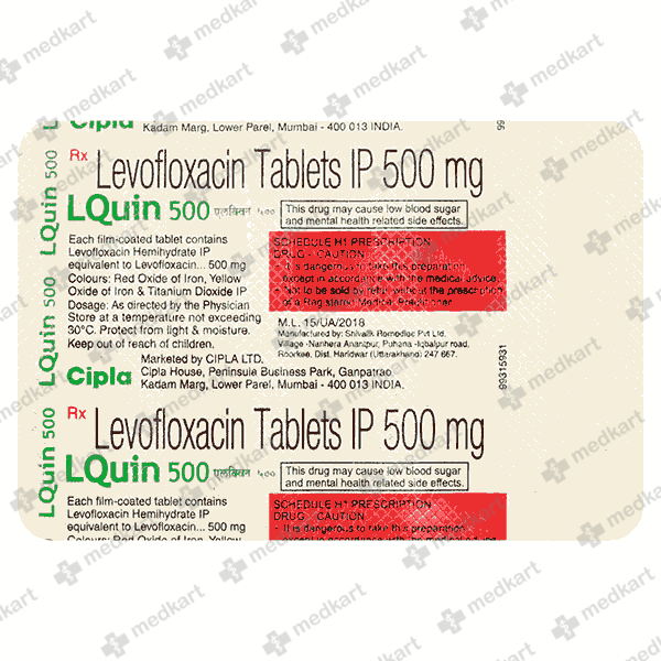 LQUIN 500MG TAB 1X10 - 7553 - Medkart Pharmacy | Generic Medicines Online - Best Online Pharmacy App