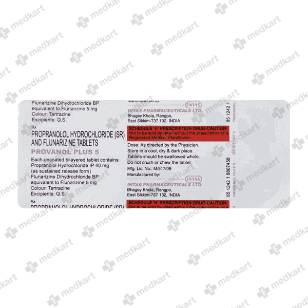PROVANOL PLUS 5MG TAB 1X10 - 10832 - Medkart Pharmacy | Generic Medicines Online - Best Online Pharmacy App