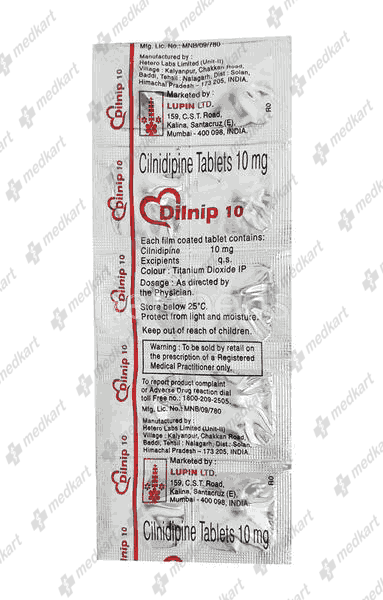DILNIP 10MG TAB 1X10 - 3487 - Medkart Pharmacy | Generic Medicines Online - Best Online Pharmacy App