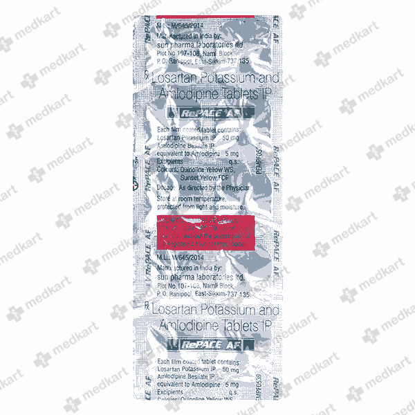 REPACE AF Tablet 10's available at Medkart for hypertension treatment.