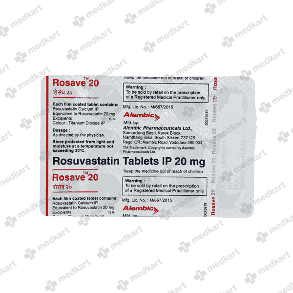 ROSAVE 20MG TAB 1X15 - 11560 - Medkart Pharmacy | Generic Medicines Online - Best Online Pharmacy App