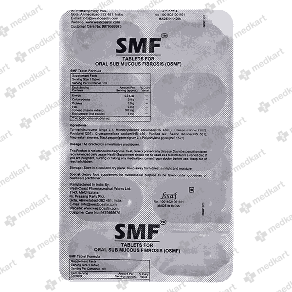 SMF TAB 1X10 - 16646 - Medkart Pharmacy | Generic Medicines Online - Best Online Pharmacy App