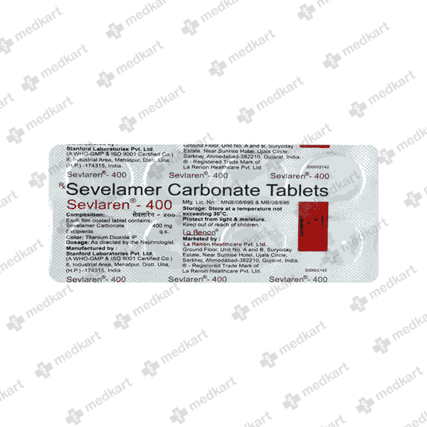 SEVLAREN 400MG TAB 1X10 - 12130 - Medkart Pharmacy | Generic Medicines Online - Best Online Pharmacy App