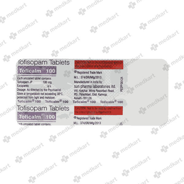 TOFICALM 100MG TAB 1X10 - 19752 - Medkart Pharmacy | Generic Medicines Online - Best Online Pharmacy App