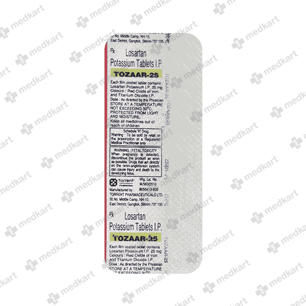 TOZAAR 25MG TAB 1X10 - 13691 - Medkart Pharmacy | Generic Medicines Online - Best Online Pharmacy App